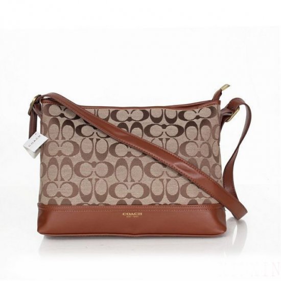 Coach Convertible Hippie In Signature Medium Brown Crossbody Bags AYY - Click Image to Close